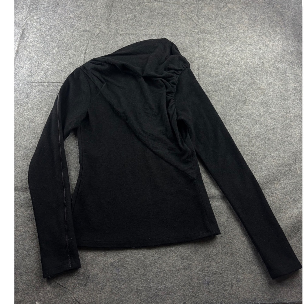 Bruce Black 100% Wool Draped Asymmetric Zip Sleeve Top USA Capsule Womens 4